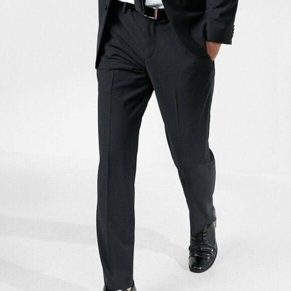 Express Pants New 34x3 Express Wool Blend Mens Black Extra Slim